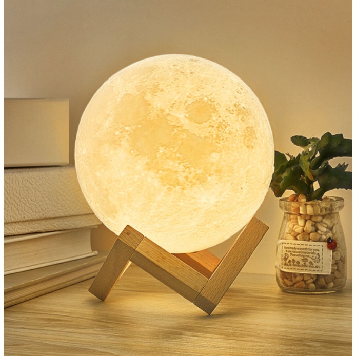 Bộ đèn ngủ MoonLight Mặt Trăng kèm chân đế gỗ nhiều mẫu