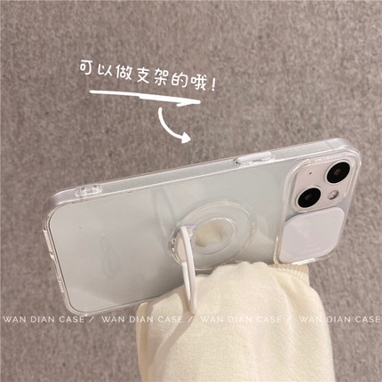 Ốp điện thoại nắp trượt bảo vệ camera kèm nhẫn đỡ cho iPhone 13 Pro Max 12 mini 11 Pro XS Max XR X 8 7 Plus se 2020 | WebRaoVat - webraovat.net.vn