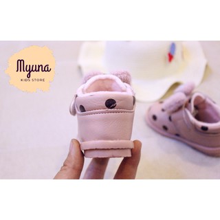 Giày Boot chấm bi đính nơ cho bé