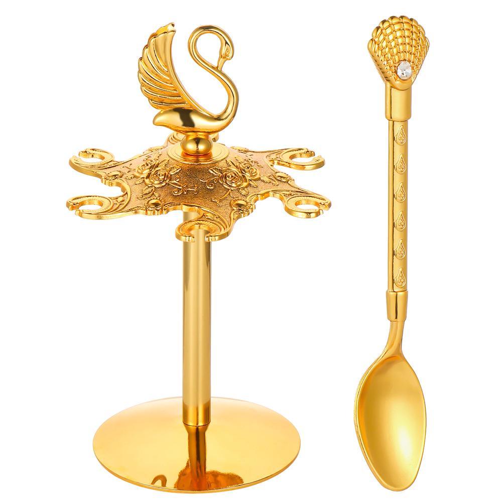 Bộ Thìa Cà Phê LAKAMIER Thiên Nga|Giá Đỡ Muỗng Trà Hình Thiên Nga Sáng Tạo Và Dễ Thương