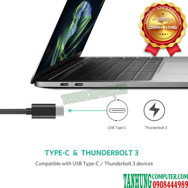 Cáp USB Type C 3.1 sang LAN 1Gbps Ugreen 50307 US236 Chính Hãng màu đen