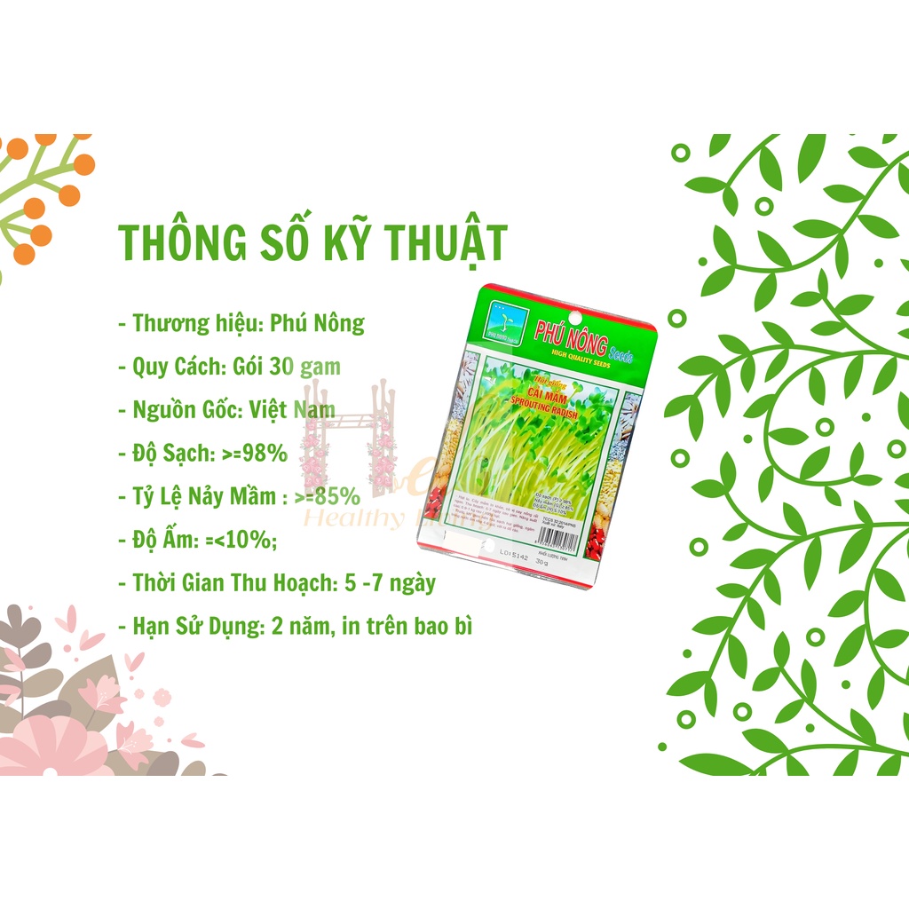 Hạt Giống Rau Mầm Cải Mầm Giàu Dinh Dưỡng - Trồng Hạt Giống Rau Củ Quả Bằng Đất Sạch, Xơ Dừa, Mùn Dừa Và Phân Bón Hữu Cơ