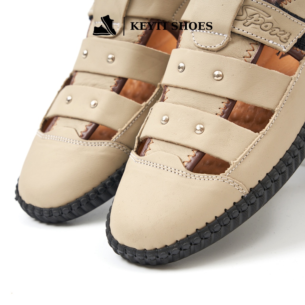 Giày rọ nam thoáng mát, giày mùa hè, chất liệu da bò nguyên tấm đế cao su khâu chỉ (bảo hành 6 tháng)