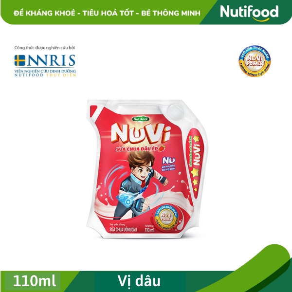 [Date mới] Sữa Nuvi túi 110ml ⚡NutiFood⚡Hương cam, hương dâu, hương đào táo, hương trái cây nhiệt đới,lắc ca cao