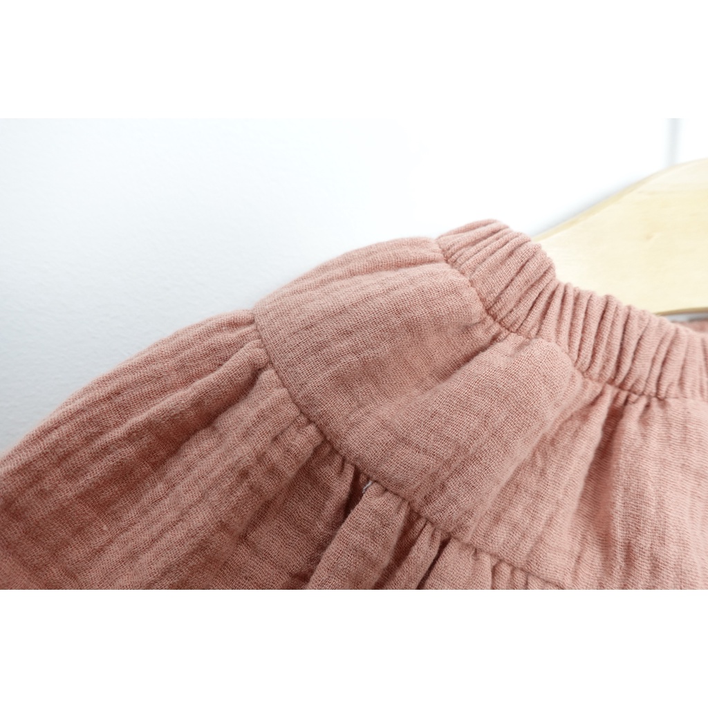 Muslin Pink Skirt_Chân váy hồng ruốc có lót quần đáng yêu cho bé gái_Haaro Babies
