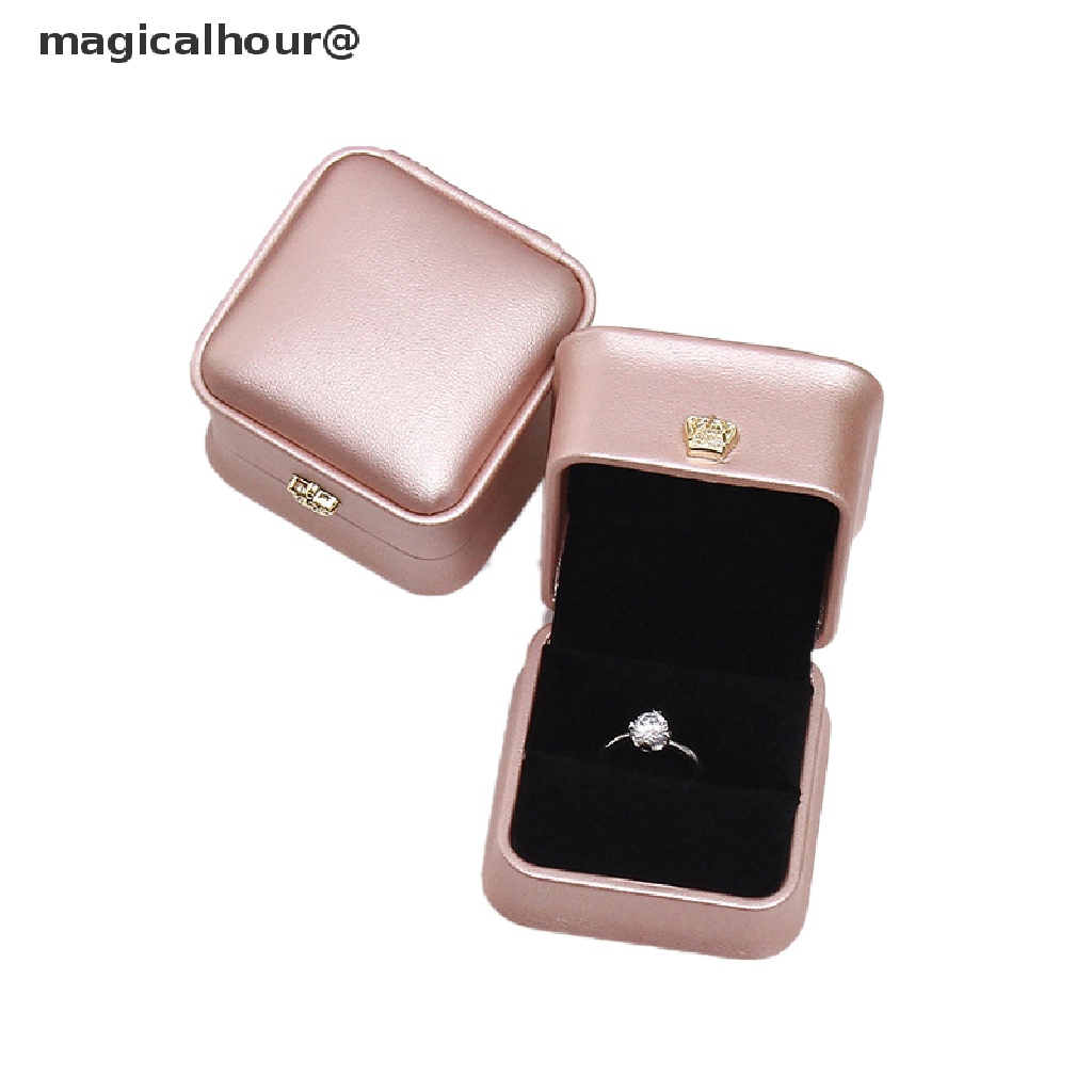 magicalhour High Quality Square Wedding PU Earrings Ring Box Jewelry Display Gift Case new