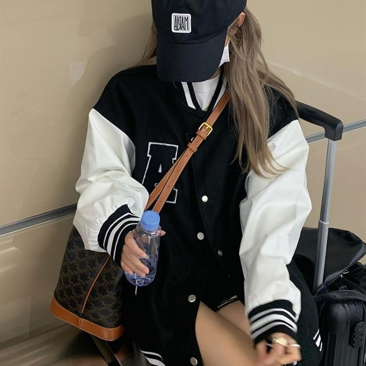 COZOK Áo khoác bóng chày nữ màu sắc retro