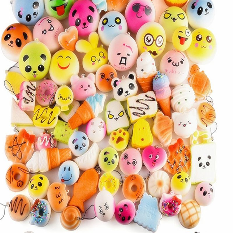 Set 5 đồ chơi nắn bóp đàn hồi giải tỏa căng thẳng hình bánh kem gấu trúc bánh donut