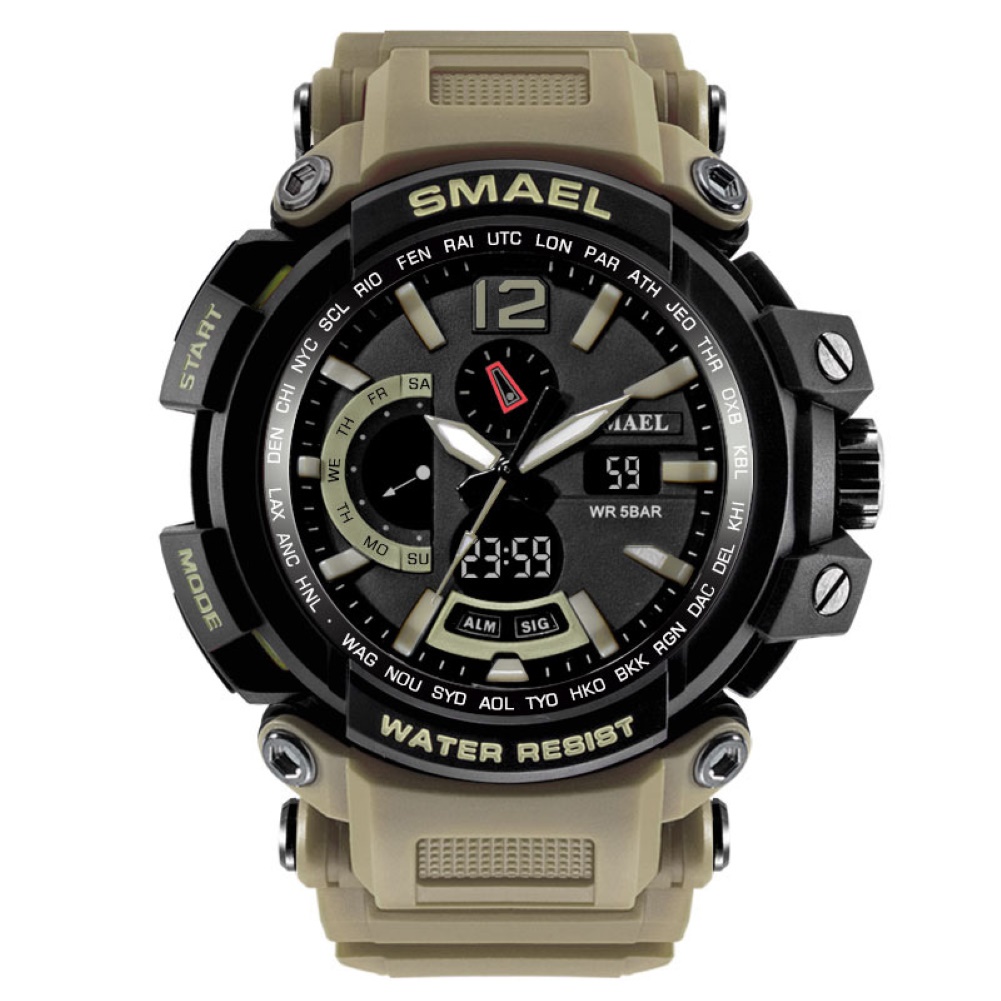 MACmk SMAEL Men Waterproof Quartz Electronic 2-display Luminous Sports Wrist Watch