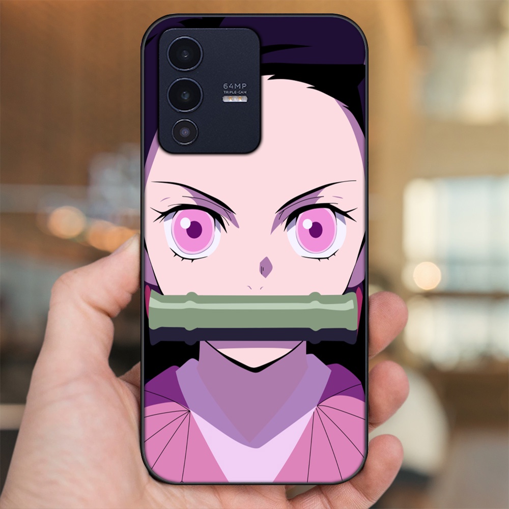 Ốp lưng Vivo V23 5G viền đen in hình Nezuko Kimetsu no Yaiba