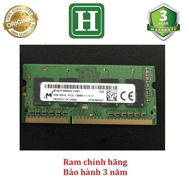 Ram laptop 2Gb ddr3L bus 1600, hàng new 100% chính hàng bảo hành 36 tháng