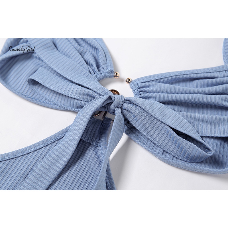 Đầm Ôm Sát Nách Cổ Chữ V Hở Lưng Màu Trơn Thời Trang Cho Nữ