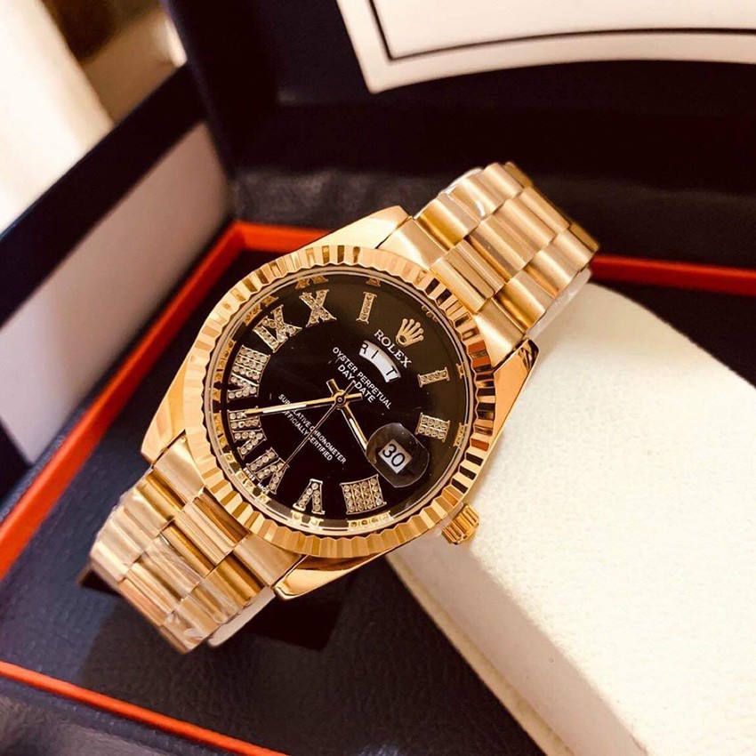 [Cao Cấp]Đồng hồ Rolex nam size 38mm dây màu Vàng đúc hợp kim NGUYÊN KHỐI không gỉ, không phai màu - Bảo hành 12 tháng