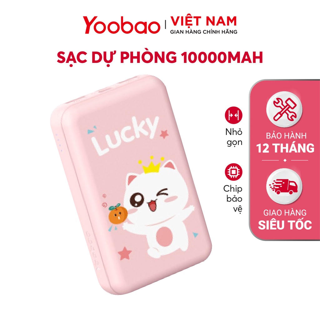 Pin Sạc dự phòng Yoobao mini 10000mAh P10W Sạc đồng thời 2 thiết bị - Hãng phân phối chính hãng