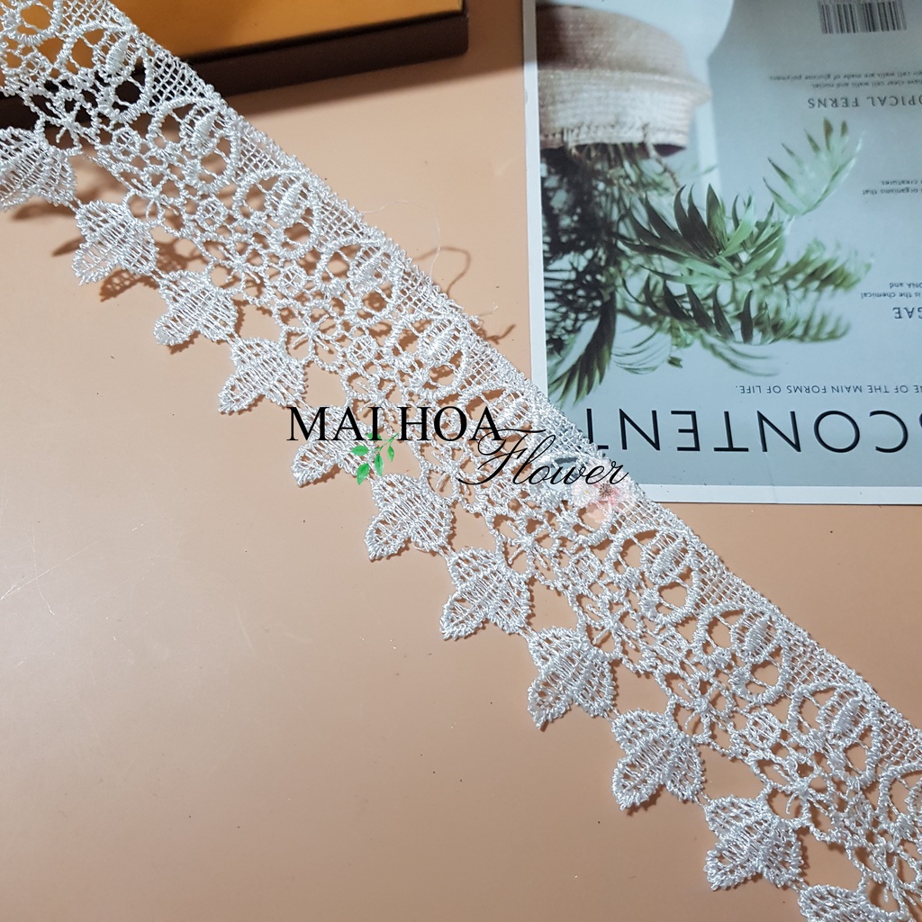 RC26 Cuộn 4 mét dây ren viền may đồ ren thêu hoa ren chỉ thêu rộng 6cm Maihoaflower