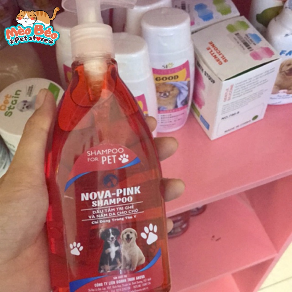 Sữa tắm ghẻ và nấm da cho cún NOVA–PINK SHAMPOO do Demodex, Sarcopte - 300ml