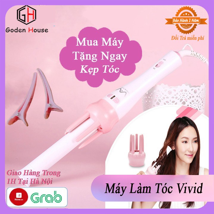 Máy làm xoăn tóc VIVID &amp; VOGUE, máy làm tóc tự động xoay 360 độ cao cấp -  bảo hành 12 tháng.