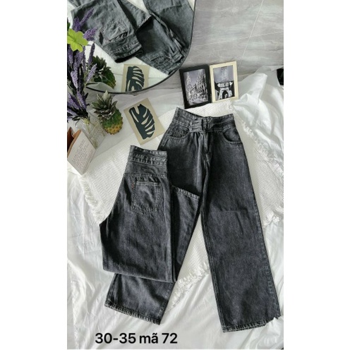 Quần Baggy Jean Nữ Lưng Cao Bigsize Tới 80kg ,Màu Đen. #72. Hàng VNXK. Huynhsen Shop