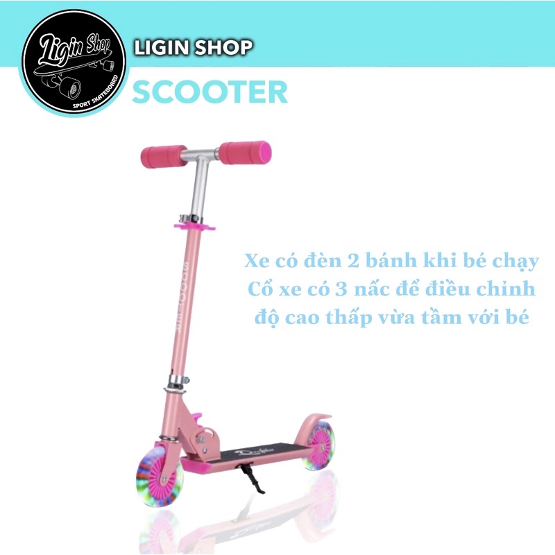 Xe scooter 2 bánh có đèn, xe chòi chân cho bé.