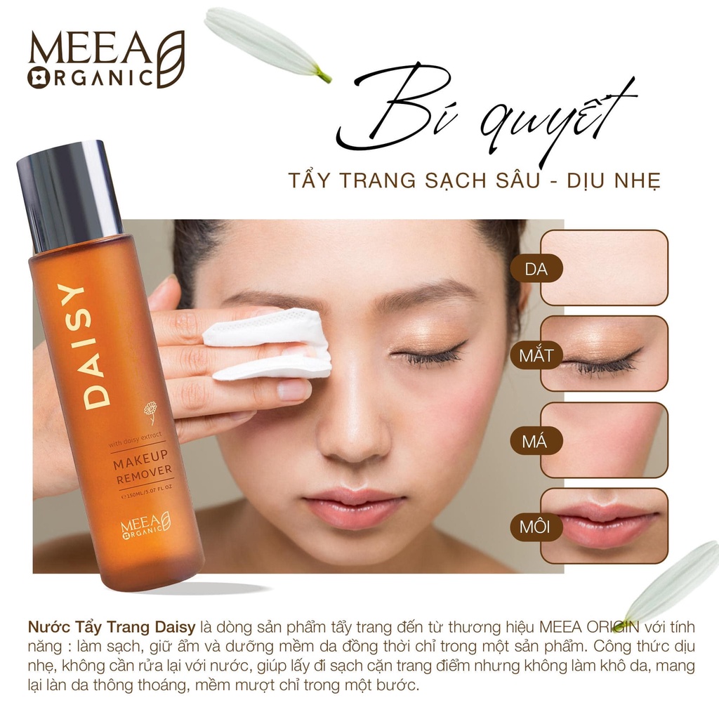 [CHUẨN AUTH] Tẩy Trang Daisy Makeup Remover - Meea Organic ( Mua 2 Tặng 1 Bông )
