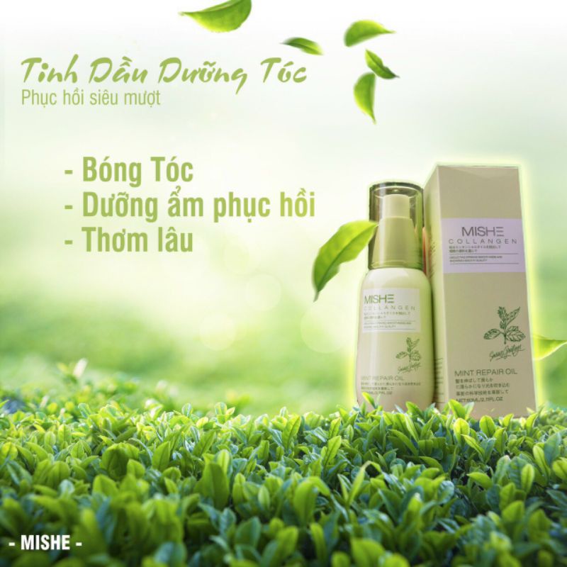 Tinh Dầu Dưỡng Tóc Bạc Hà Mishe Collagen Phục Hồi Siêu Mượt Nhật Bản 60ml