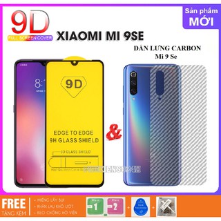 Kính Cường Lực Xiaomi Mi 9SE Full Màn Hình - Full Keo + Miếng dán vân carbon mặt sau Mi 9SE