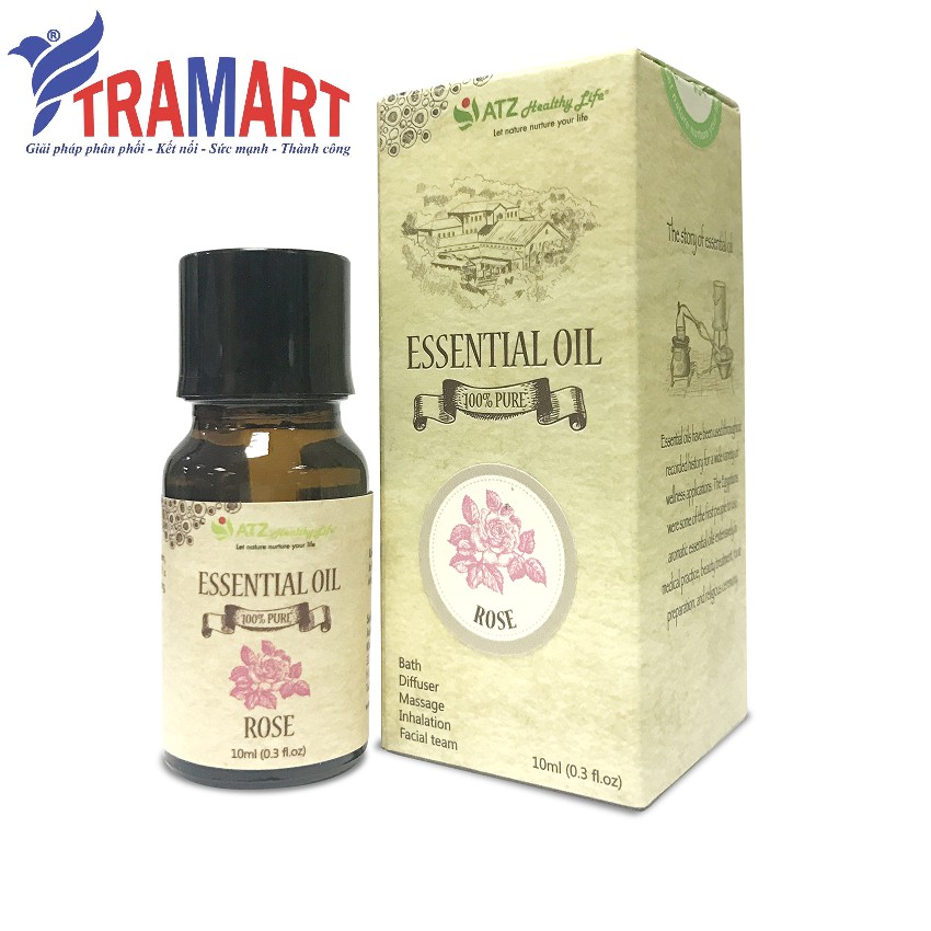 Lọ tinh dầu 10ml ATZ1438 Rose (Hoa hồng) (100% thiên nhiên, Xuất xứ Ấn Độ)