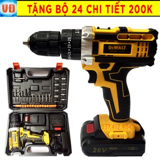 Máy khoan pin dewalt 26v kèm bộ phụ kiện 24 chi tiết