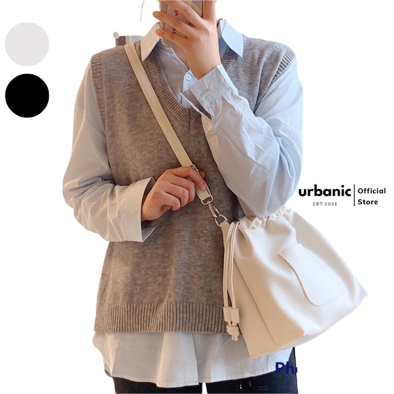 CÓ SẴN - Túi đeo chéo dây rút da mềm phong cách ulzzang MST6143
