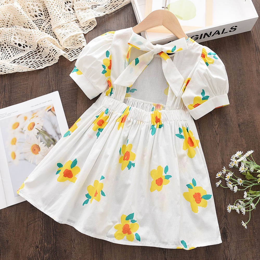 Đầm BEAR LEADER chất liệu cotton họa tiết hoa thời trang mùa hè cho bé gái 2-7 tuổi