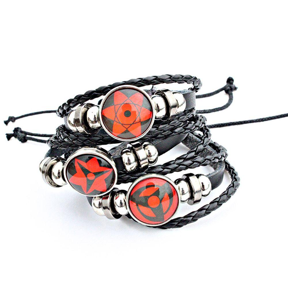 USNOW Sharingan Eye Snap Bracelet 1PC Vintage Men Women Multilayer Braided Handmade Cosplay Naruto Bangle