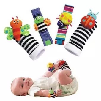 I Love daddy & Mummy 4 niềng răng động vật lục lạc cổ tay và phát minh bàn chân của Khỉ-Bộ đồ chơi mềm phát tr_123Lifevn