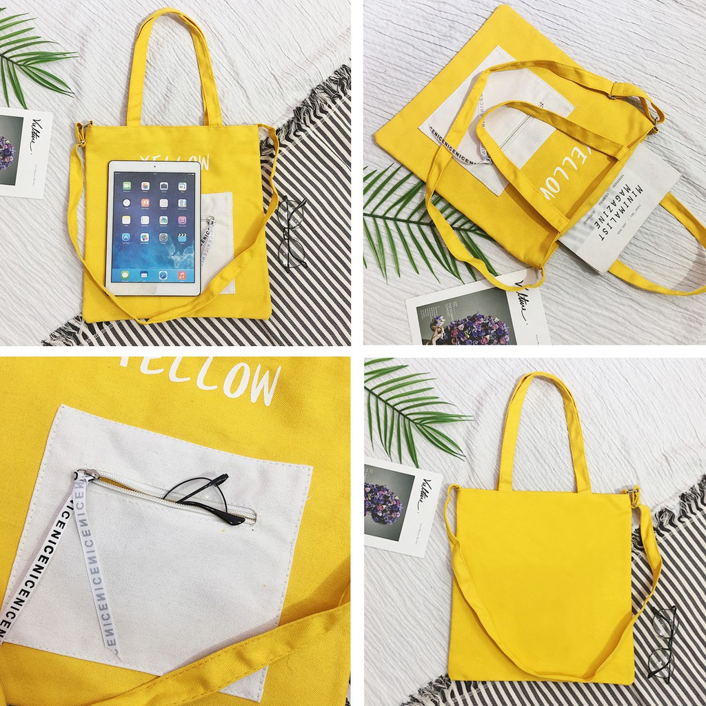 Túi Vải Tote Đeo Chéo In Chữ Color Quảng Châu M547