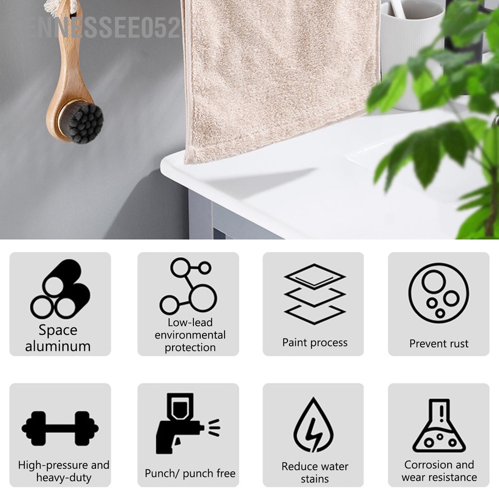 Tennessee052 Kệ giỏ đựng đồ trong phòng tắm bằng hợp kim nhôm không thấm nước Hình chữ nhật màu xám có móc treo 40cm