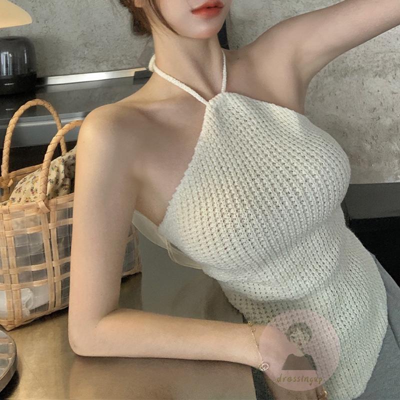 Áo Dệt Kim Hai Dây Màu Sắc Thời Trang Mùa Hè Cho Nữ