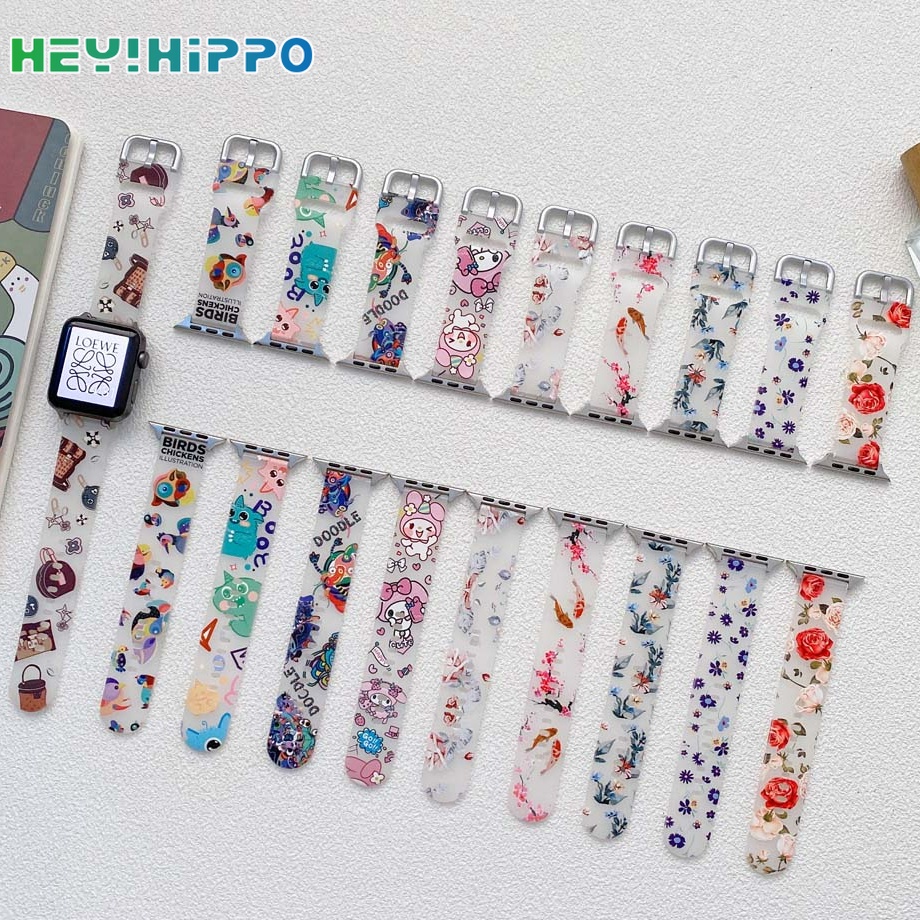 Ốp Lưng Trong Suốt Họa Tiết Hoạt Hình Dễ Thương Cho I watch series 7/6/5/SE size 45/44/42/41/40/38mm