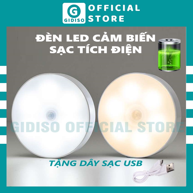 Đèn led cảm ứng trang trí cảm biến tự động thông minh dùng pin sạc phòng ngủ dán tủ quần áo cầu thang - GIDISO