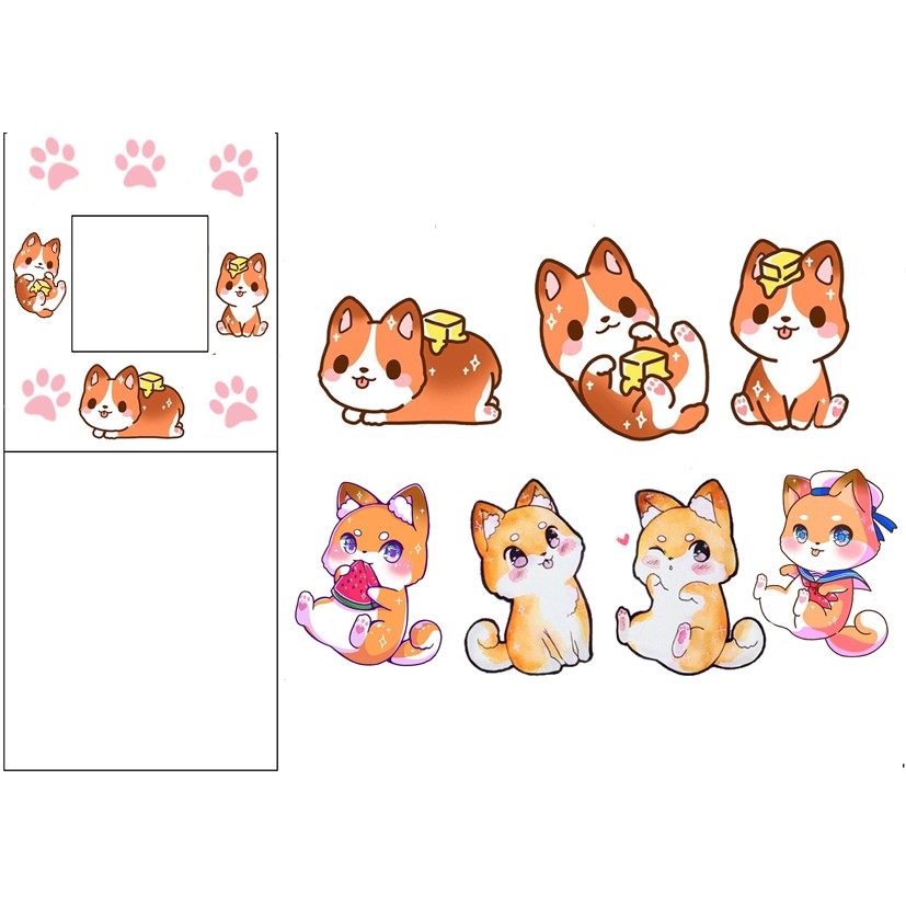 sticker chó shiba cắt rời size to SCI14 có bao giấy cute dễ thương bullet journal