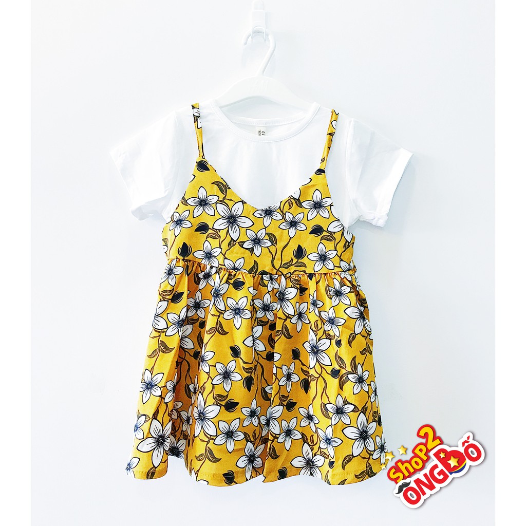 Set áo yếm hoa vàng cho bé gái 10-21kg