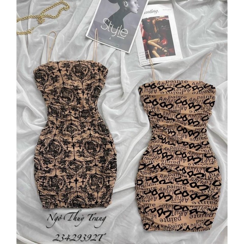 Đầm dây kiểu họa tiết chất lưới có khoá kéo | BigBuy360 - bigbuy360.vn