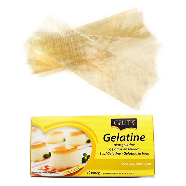 Hộp 1000g Lá Gelatine Gelita Đức Nhãn Vàng