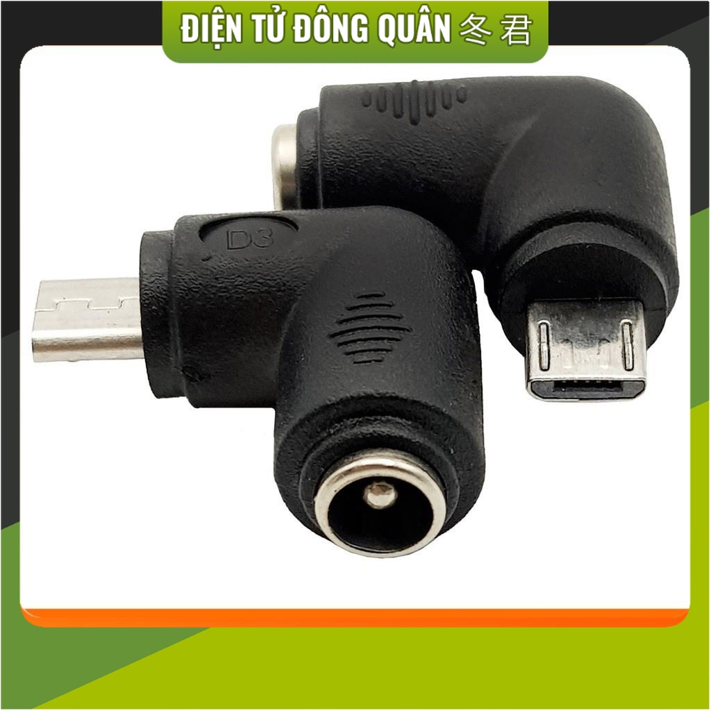 Đầu chuyển đổi DC 5.5x2.1mm sang Micro USB vuông góc