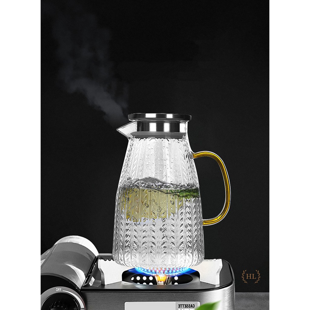 Bộ bình cốc vân lá liễu dập nổi | BỘ BÌNH CỐC THỦY TINH CHỊU NHIỆT BOROSILICATE SIÊU BỀN SIÊU NHẸ CAO CẤP KHÔNG Ố MÀU