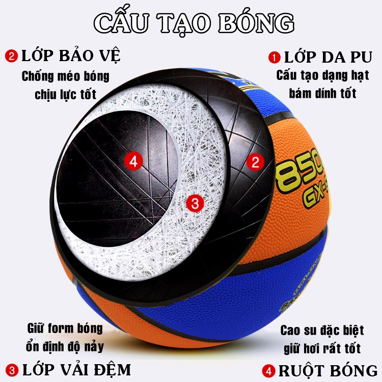 Bóng Rổ Cao Su Da PVC Số 5 6 7 Chính Hãng Đủ Size Trẻ Em Người Lớn Thi Đấu Sân Bóng Rổ Ngoài Trời Outdoor Và Indoor