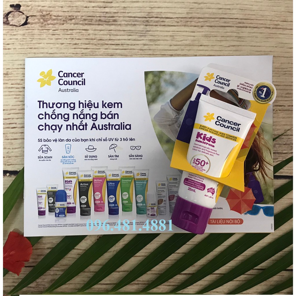 [CHÍNH HÃNG] Kem chống nắng baby Cancer Council Kids Suncreen MINI 35ml SPF50/PA++++