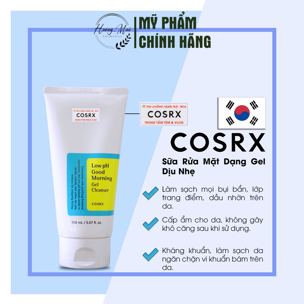 Sữa Rửa Mặt Cosrx Low pH dạng gel dịu nhẹ 150ml