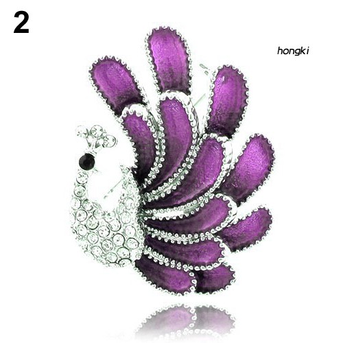 Ghim cài áo hình chim công đính kim cương giả lấp lánh sang trọng dành cho nữ