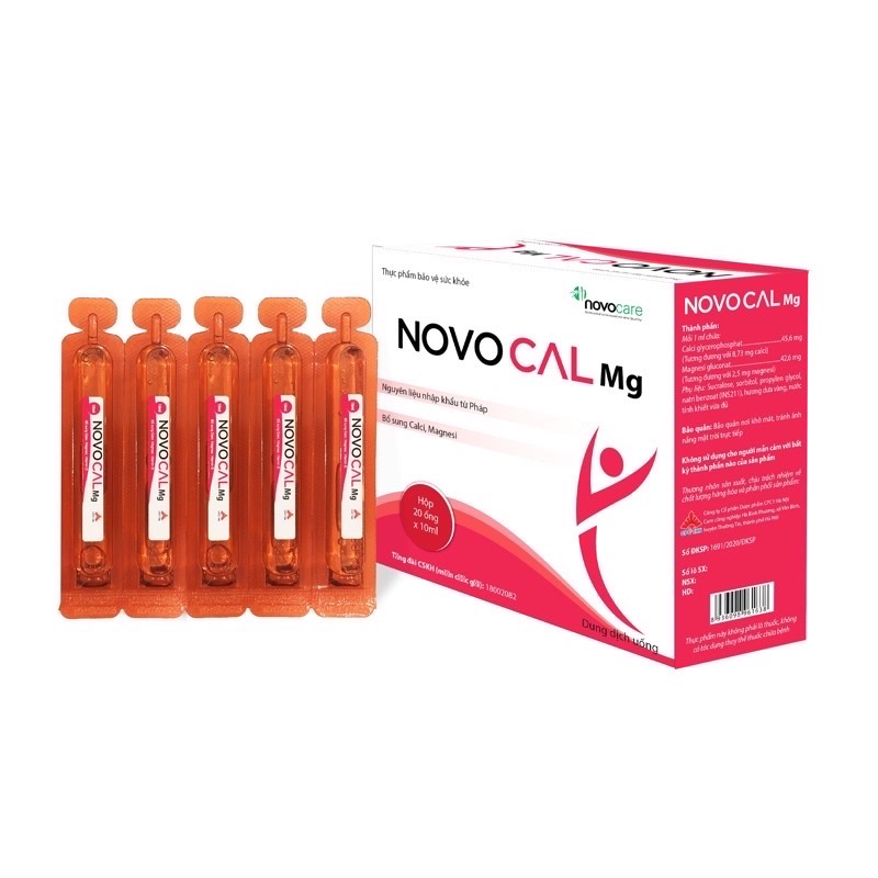Novocal Mg– Hộp 30 ống bổ sung canxmagie hữu cơ nguyên liệu pháp không gây táo bón