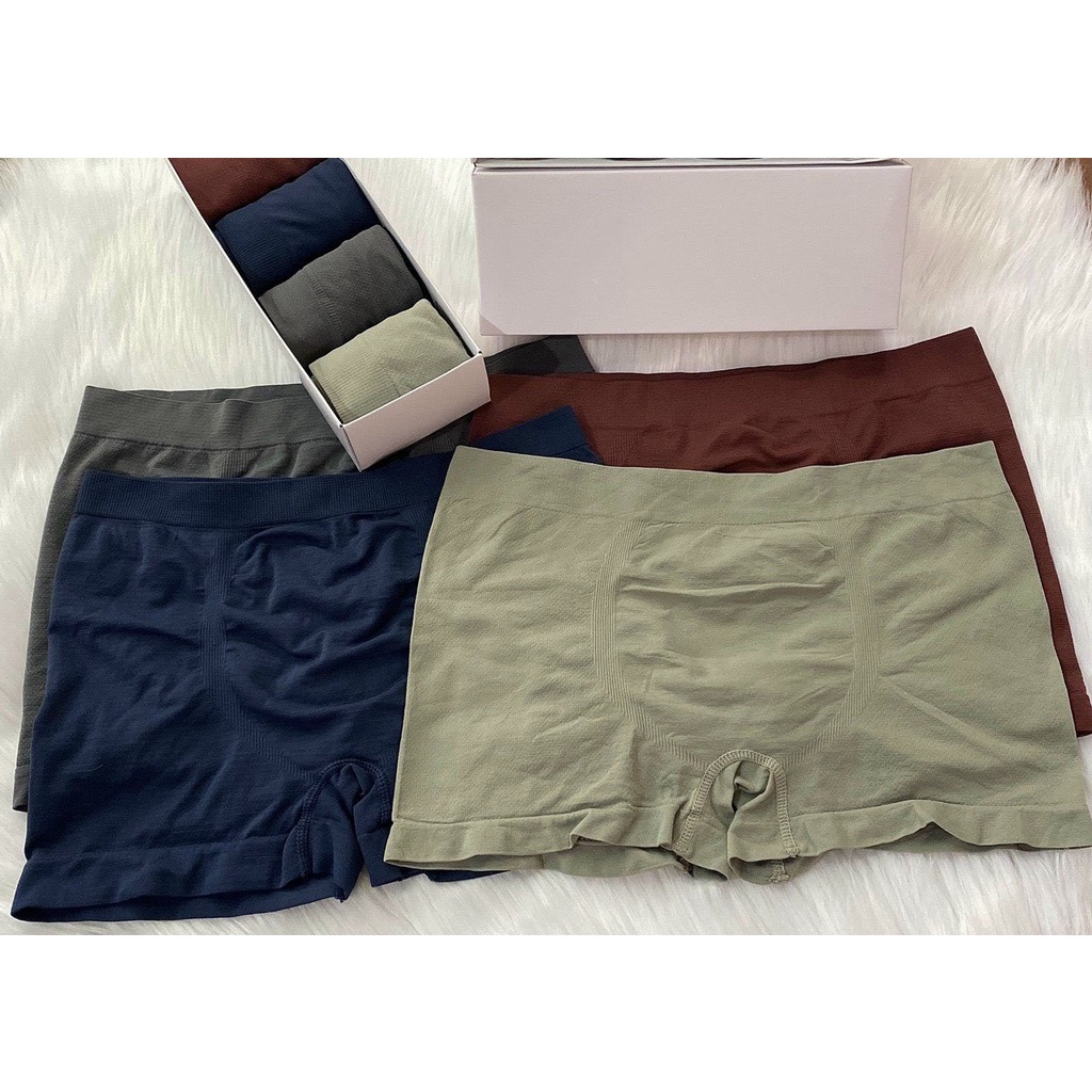 Hộp 4 quần lót cotton nam, sịp đùi boxer nam thun co giãn 4 chiều cực thoải mái free size 45 - 75kg