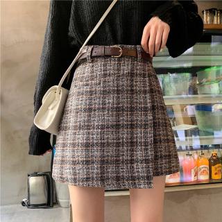 Chân Váy Chữ A Lưng Cao Họa Tiết Sọc Caro Thời Trang Cho Nữ